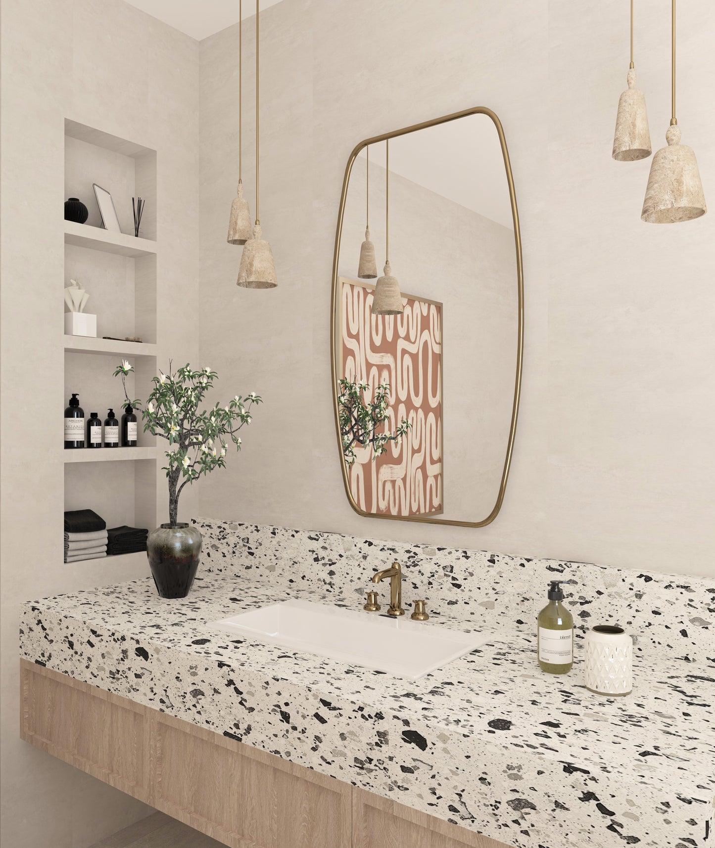 Kadıköy Asimetrik Duvar Aynası - Modern Dekoratif Ayna | KankenHome