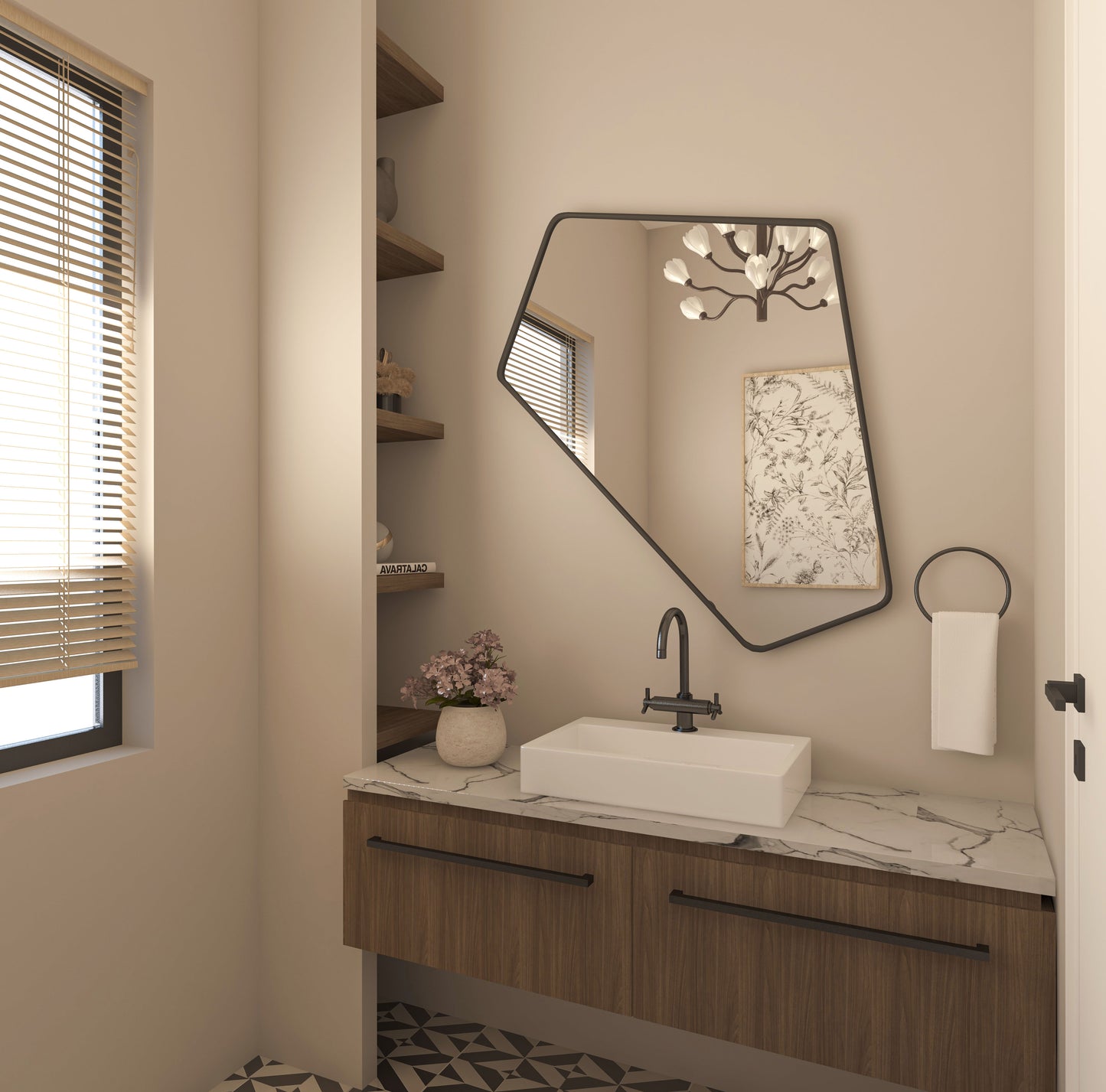Düzensiz Açılı Asimetrik Model Duvar Aynası