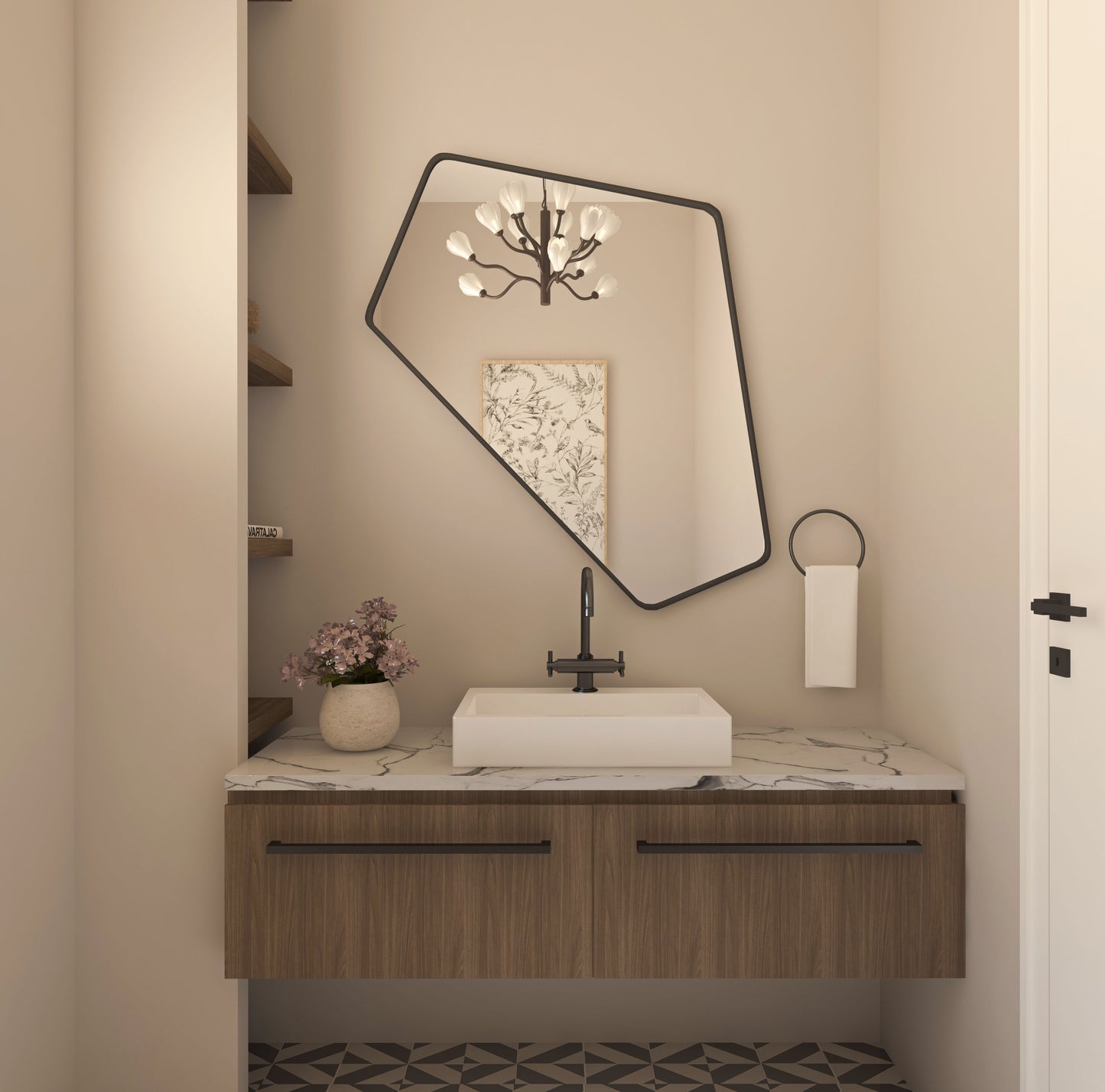 Düzensiz Açılı Asimetrik Model Duvar Aynası