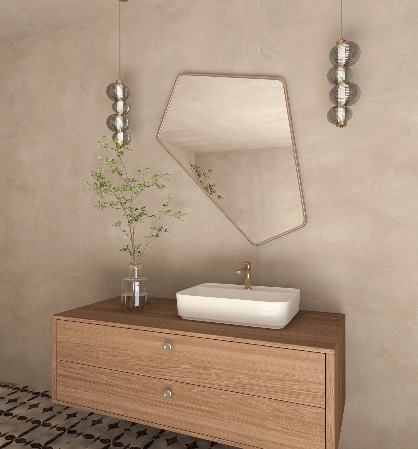 Düzensiz Açılı Asimetrik Model Duvar Aynası
