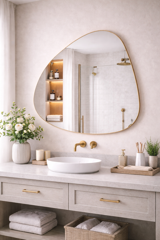 Salda Asimetrik Duvar Aynası - El Yapımı Dekoratif Ayna | KankenHome