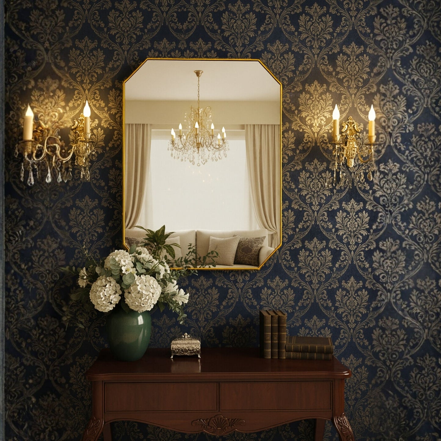 Sekiz Köşeli Dikdörtgen Formlu Duvar Aynası