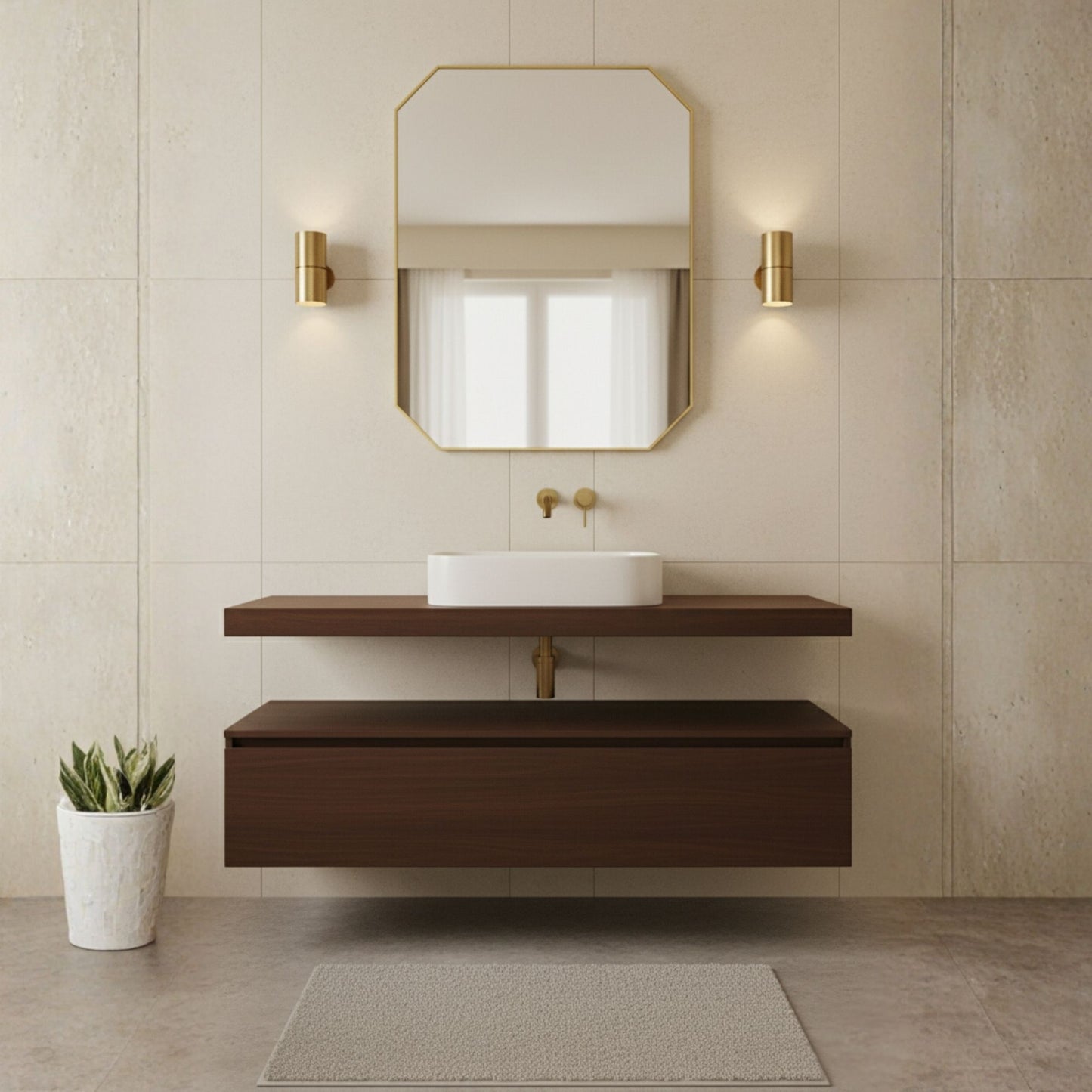 Sekiz Köşeli Dikdörtgen Formlu Duvar Aynası