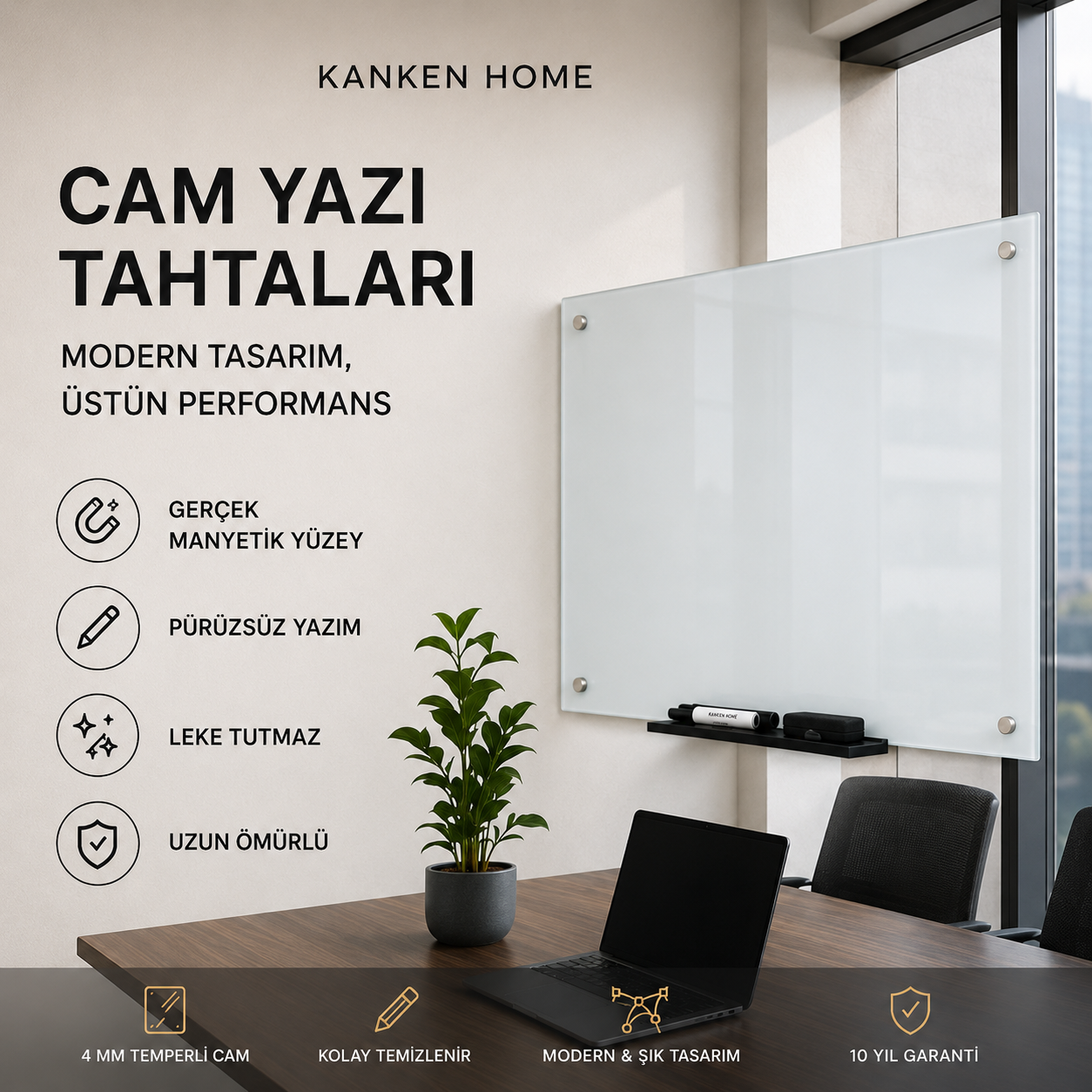Manyetik Cam Yazı Tahtası | Temperli Cam Yazı Panosu