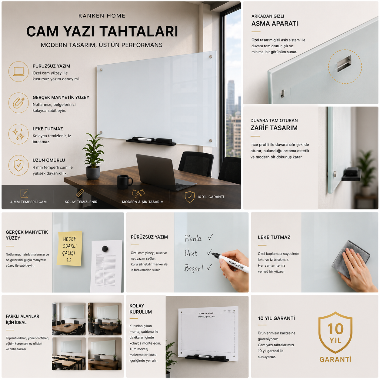 Manyetik Cam Yazı Tahtası | Temperli Cam Yazı Panosu