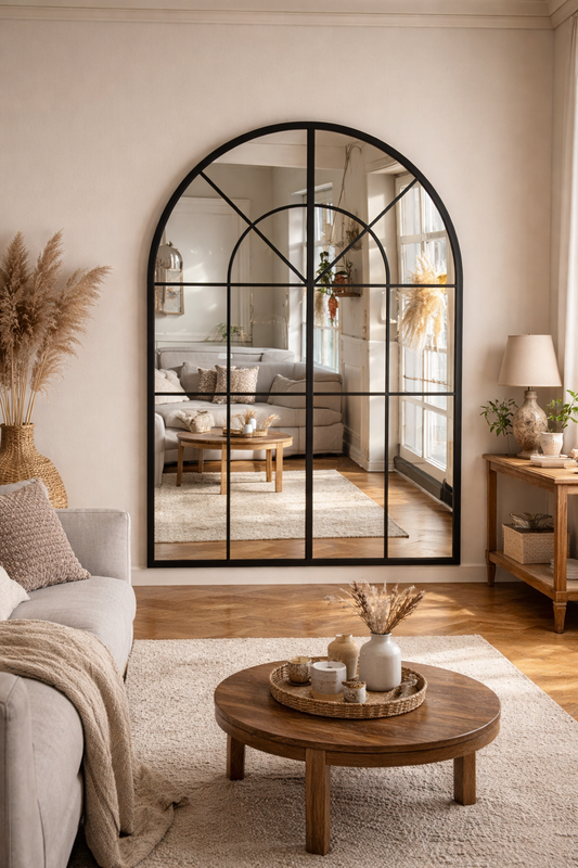 Büyük Formlu Kemerli Pencere Duvar Aynası - Çiftlik Evi Aynası