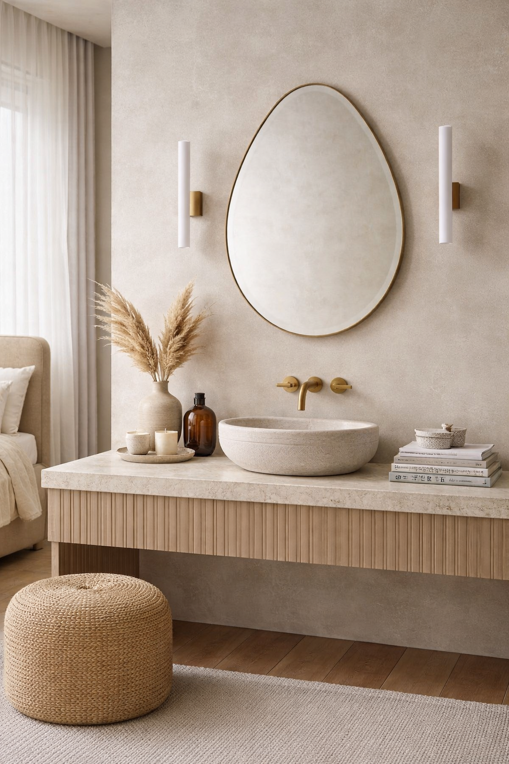 Damla Model Zarif Duvar Aynası LED'li Banyo Aynası