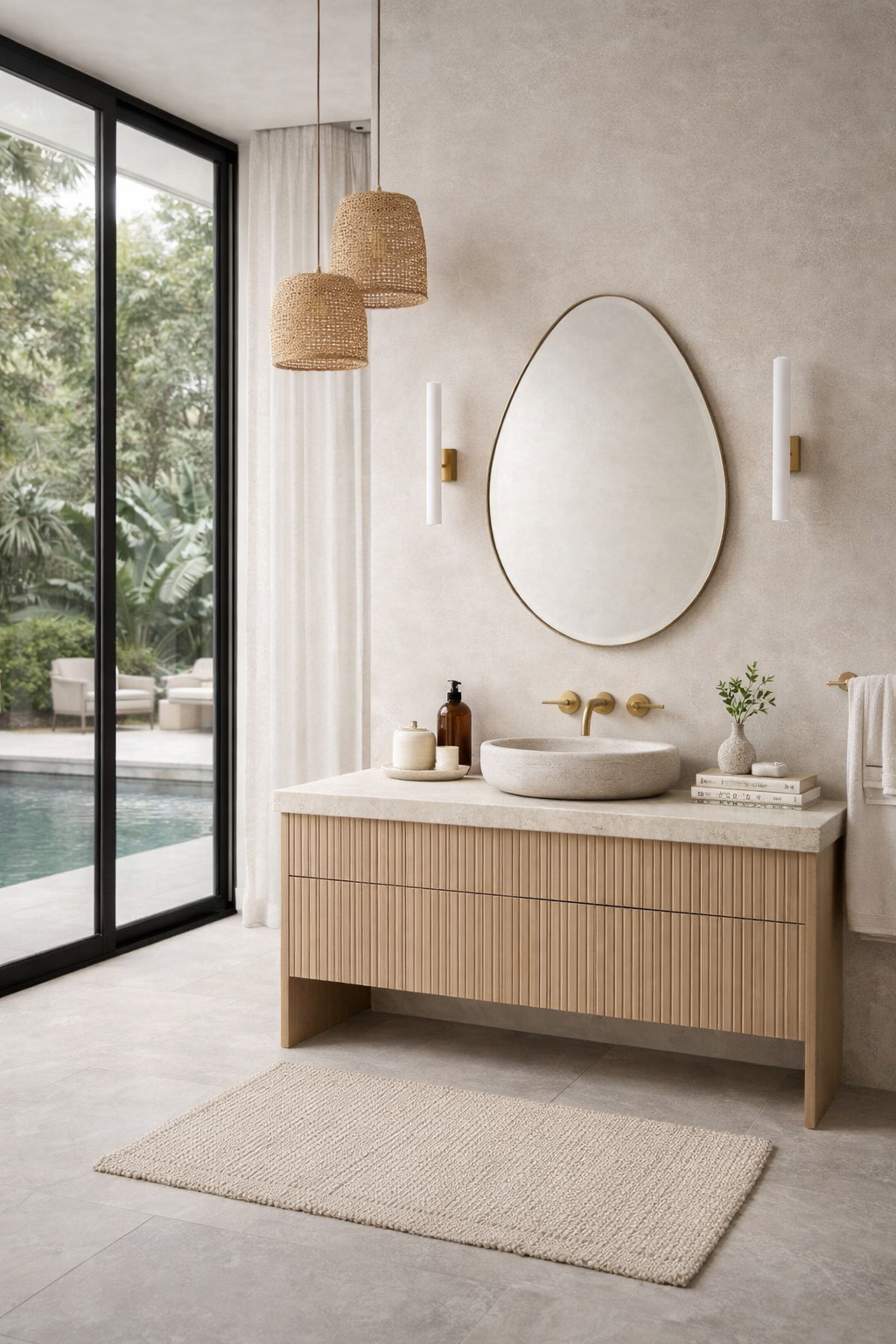 Damla Model Zarif Duvar Aynası LED'li Banyo Aynası