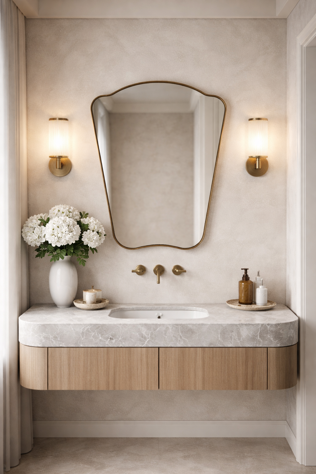 İtalyan Tarzı Benzersiz Düzensiz Duvar Aynası - LED'li Dekoratif Ayna