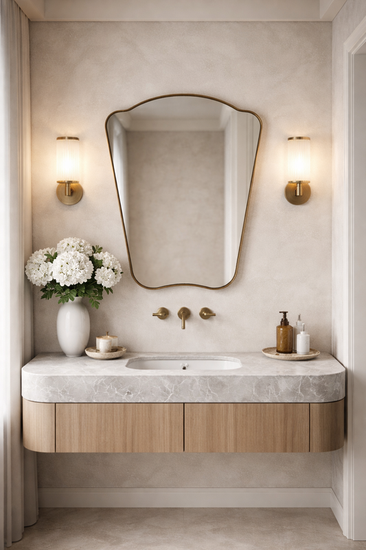 İtalyan Tarzı Benzersiz Düzensiz Duvar Aynası - LED'li Dekoratif Ayna