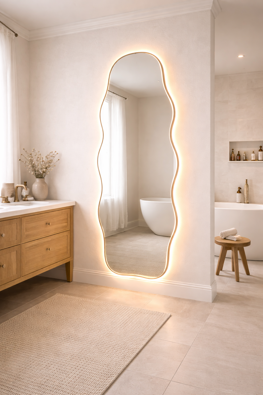 Aurelia Asimetrik Boy Aynası Düzensiz Organik Ayna