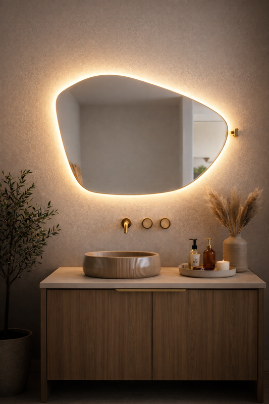 Daria Düzensiz Görünümlü Modern Duvar Aynası - Organik Form Banyo Aynası