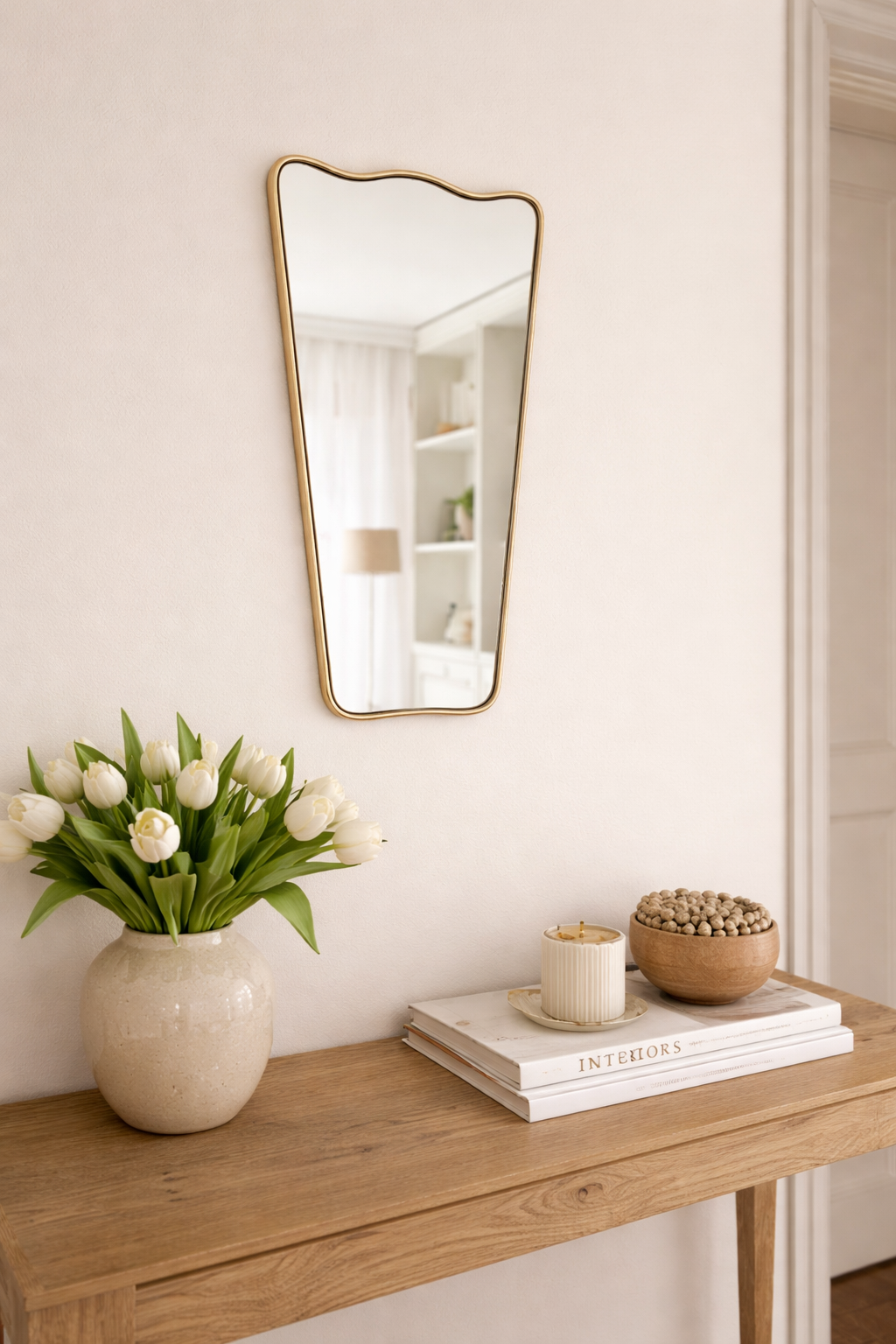 Dalgalı Model İtalyan Tarzı LED Duvar Aynası - Dekoratif Ayna