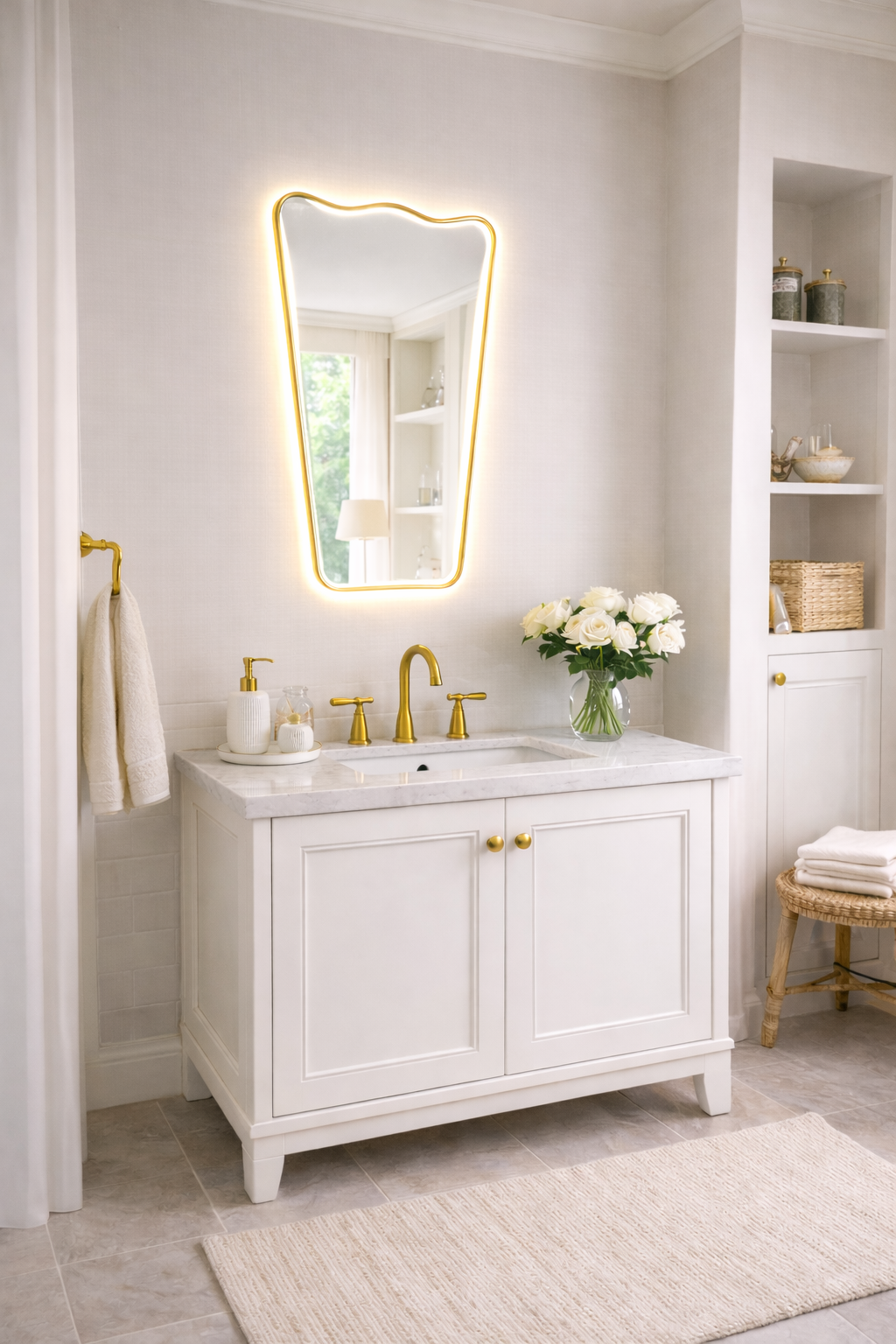 Dalgalı Model İtalyan Tarzı LED Duvar Aynası - Dekoratif Ayna