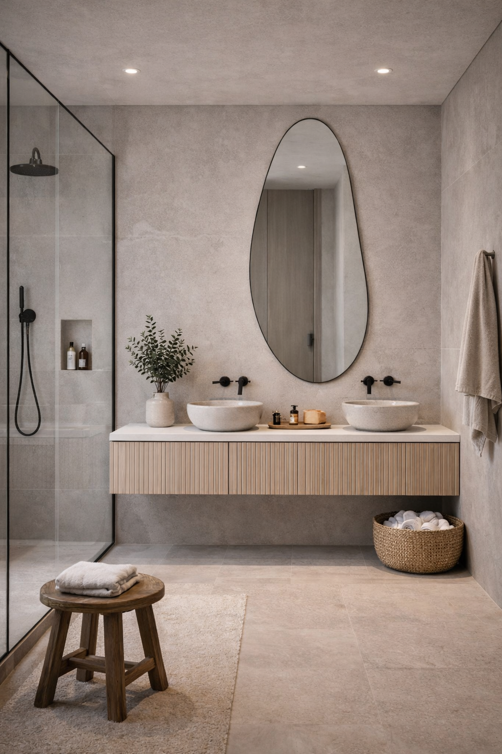 Asimetrik Tasarımlı Zarif Duvar Aynası Ledli Dekoratif Ayna