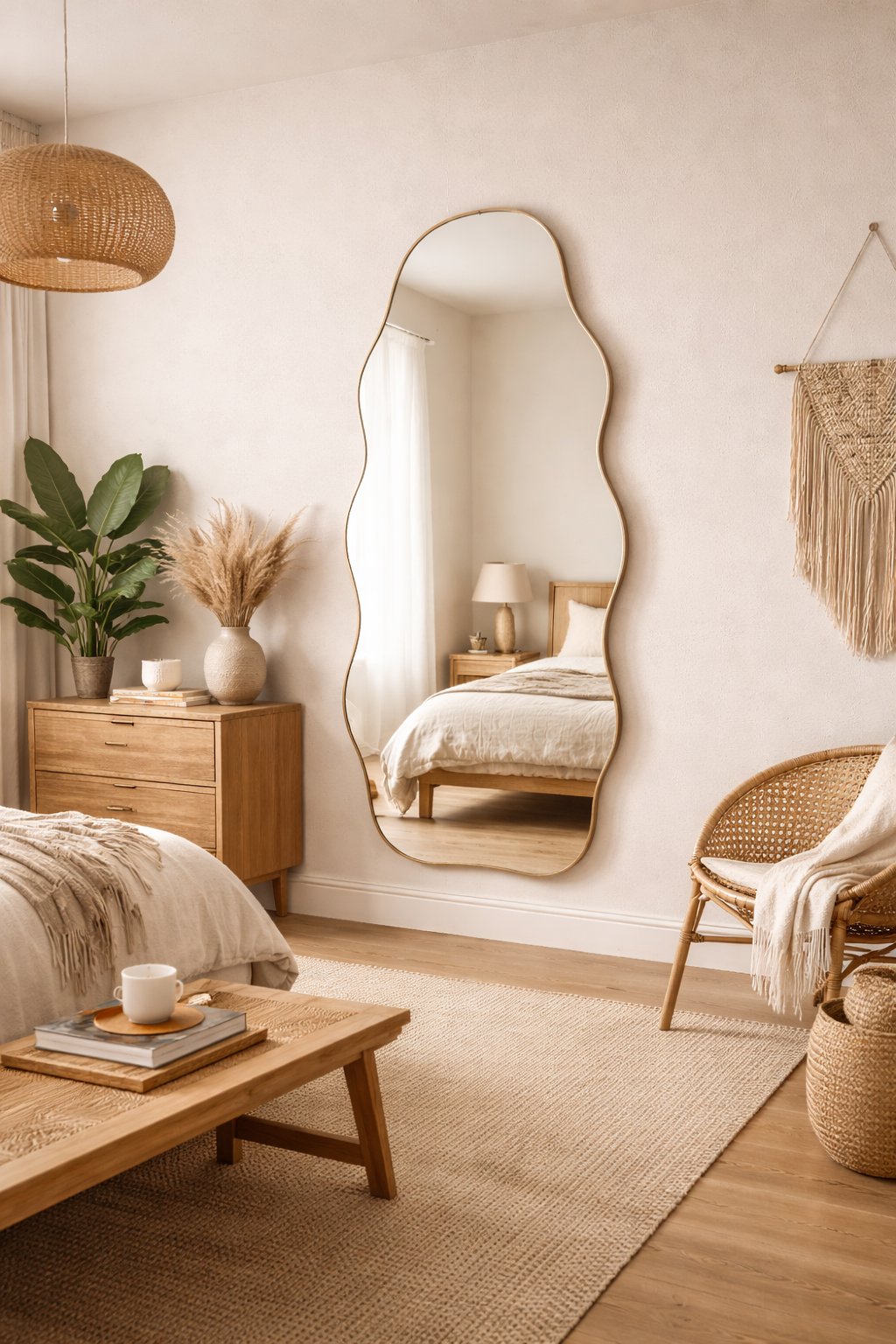 Aurelia Asimetrik Boy Aynası Düzensiz Organik Ayna