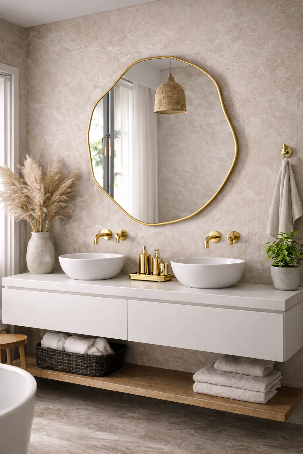 Kepez Asimetrik Duvar Aynası - Kare Form Tasarım