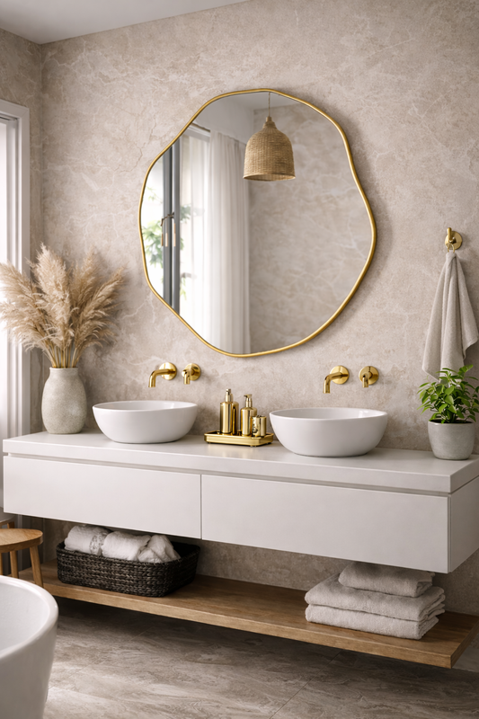 Kepez Asimetrik Duvar Aynası - Kare Form Tasarım