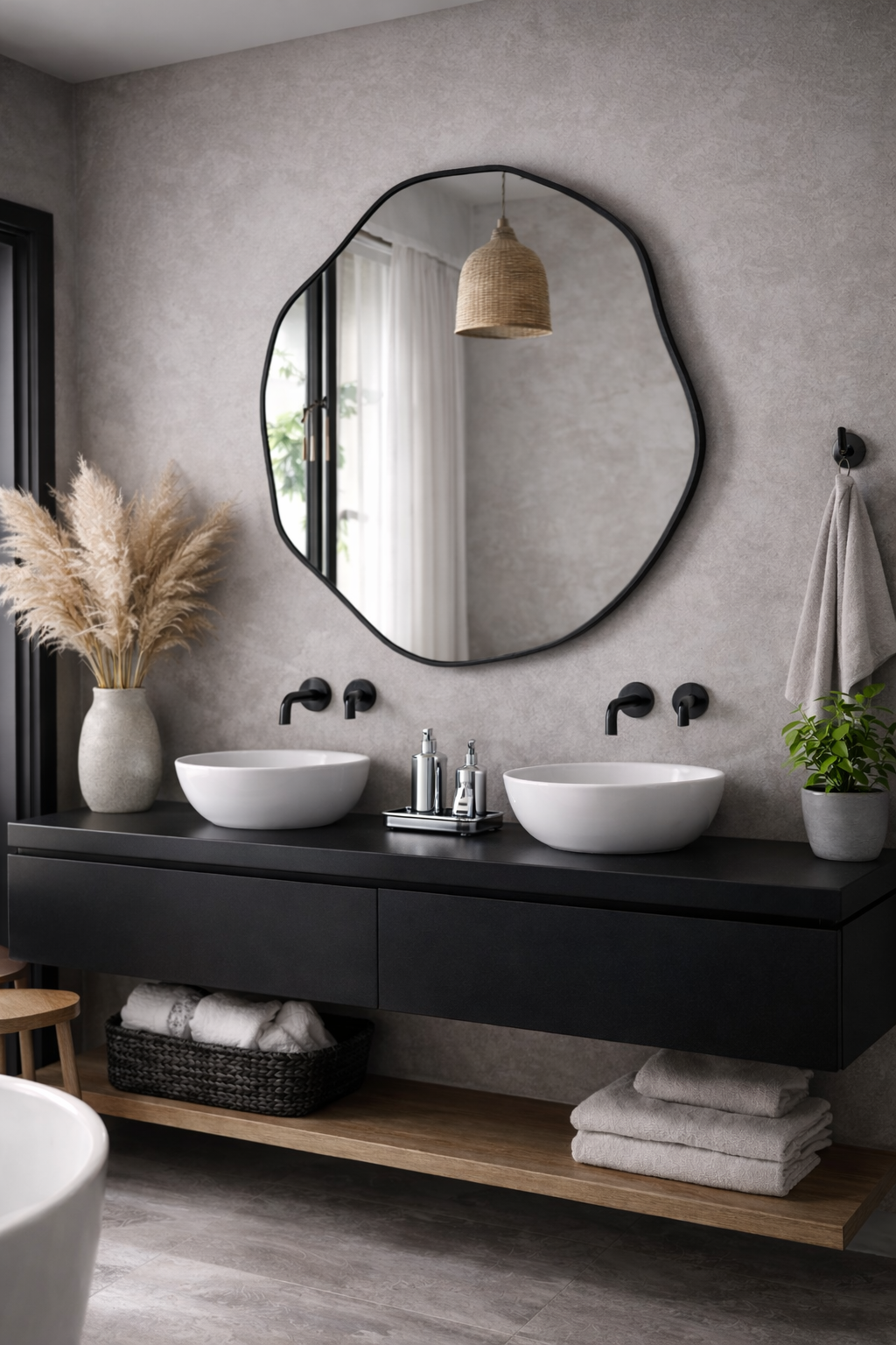 Kepez Asimetrik Duvar Aynası - Kare Form Tasarım