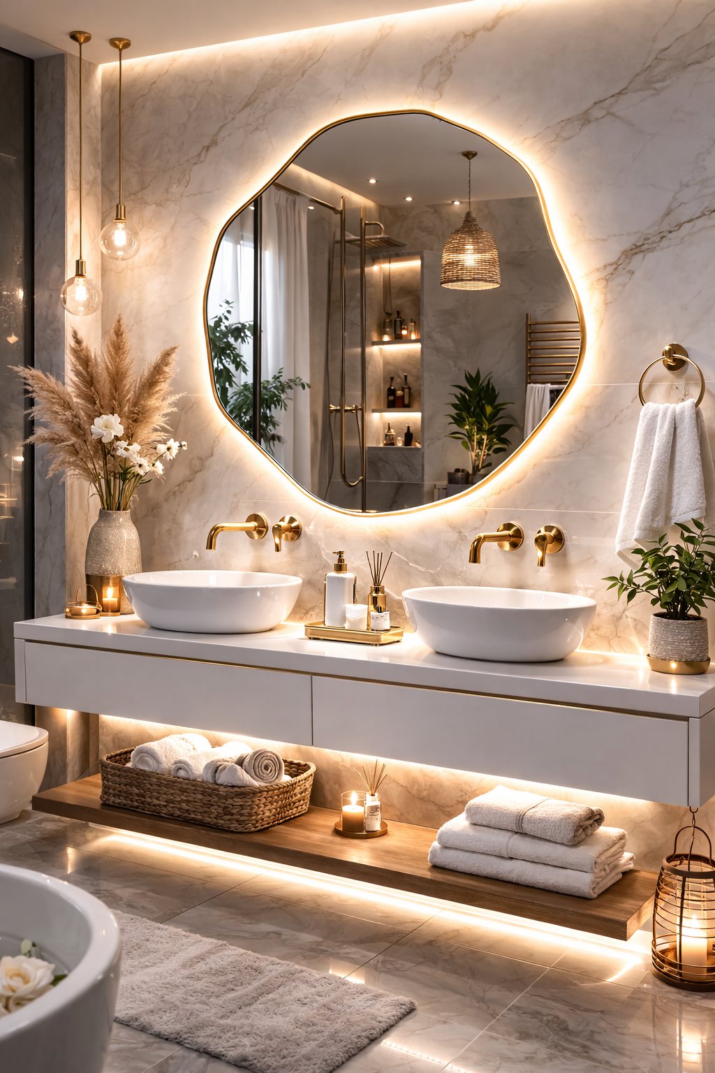 Kepez Asimetrik Duvar Aynası - Kare Form Tasarım