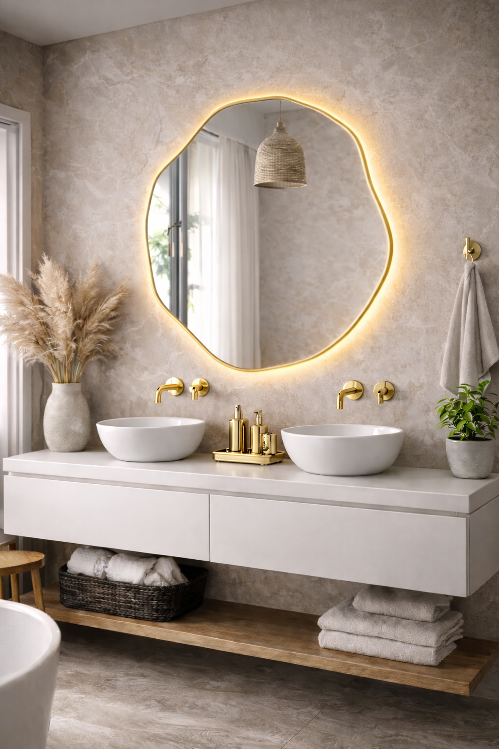 Kepez Asimetrik Duvar Aynası - Kare Form Tasarım