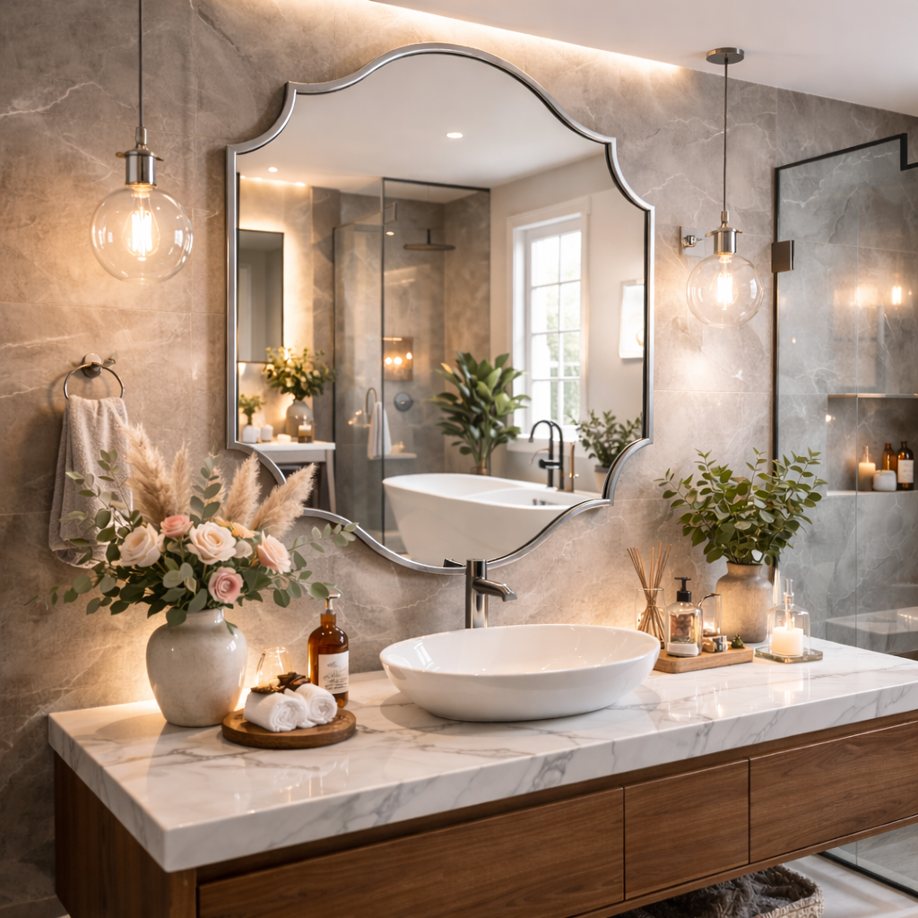 Lefke Asimetrik Ev Aynası - Çerçeveli Modern  Tasarım Ayna